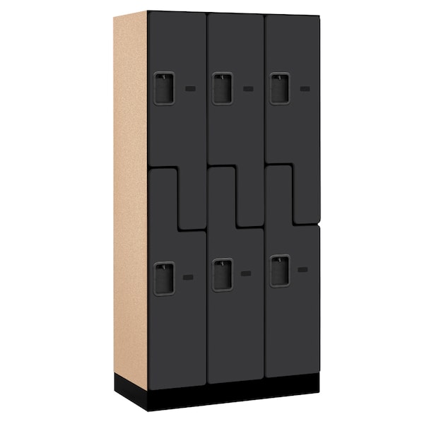 Wardrobe Z Locker, 36" W, 18" D, 76" H, (3) Wide, (6) Openings, Black